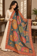 Teal Blue multicolour dupatta Handmade , Handwoven , Elegant vibrant & Authentic