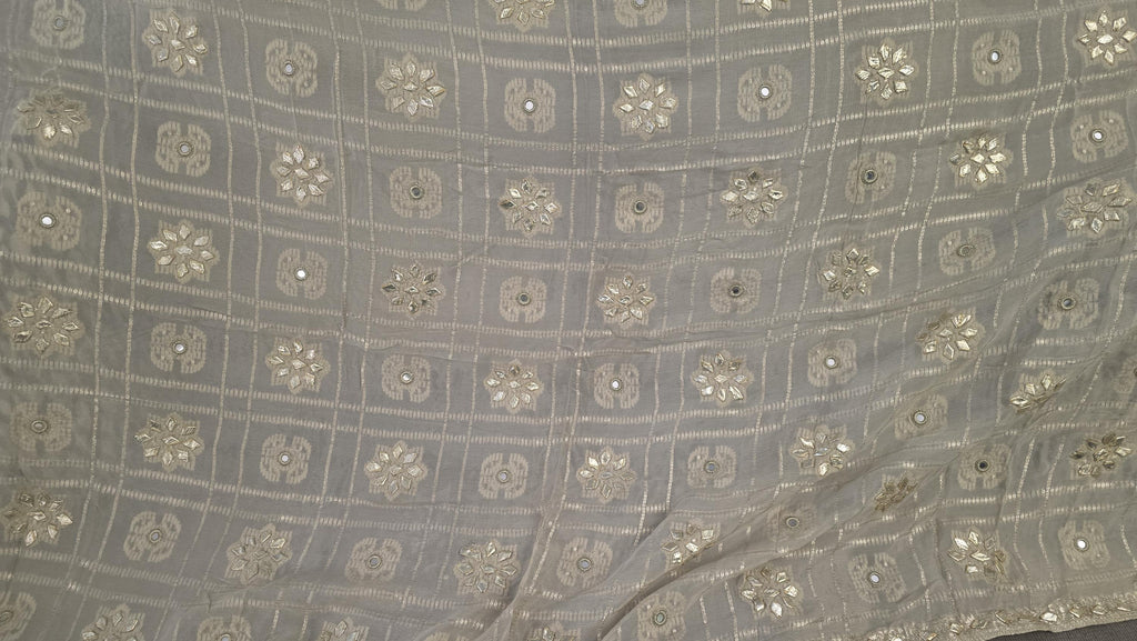 Off white / Ivory Dupatta with Mirror Work | Gold Embroidered Dupatta | Indian Chiffon Dupatta | Festive Wedding Scarf | Ethnic