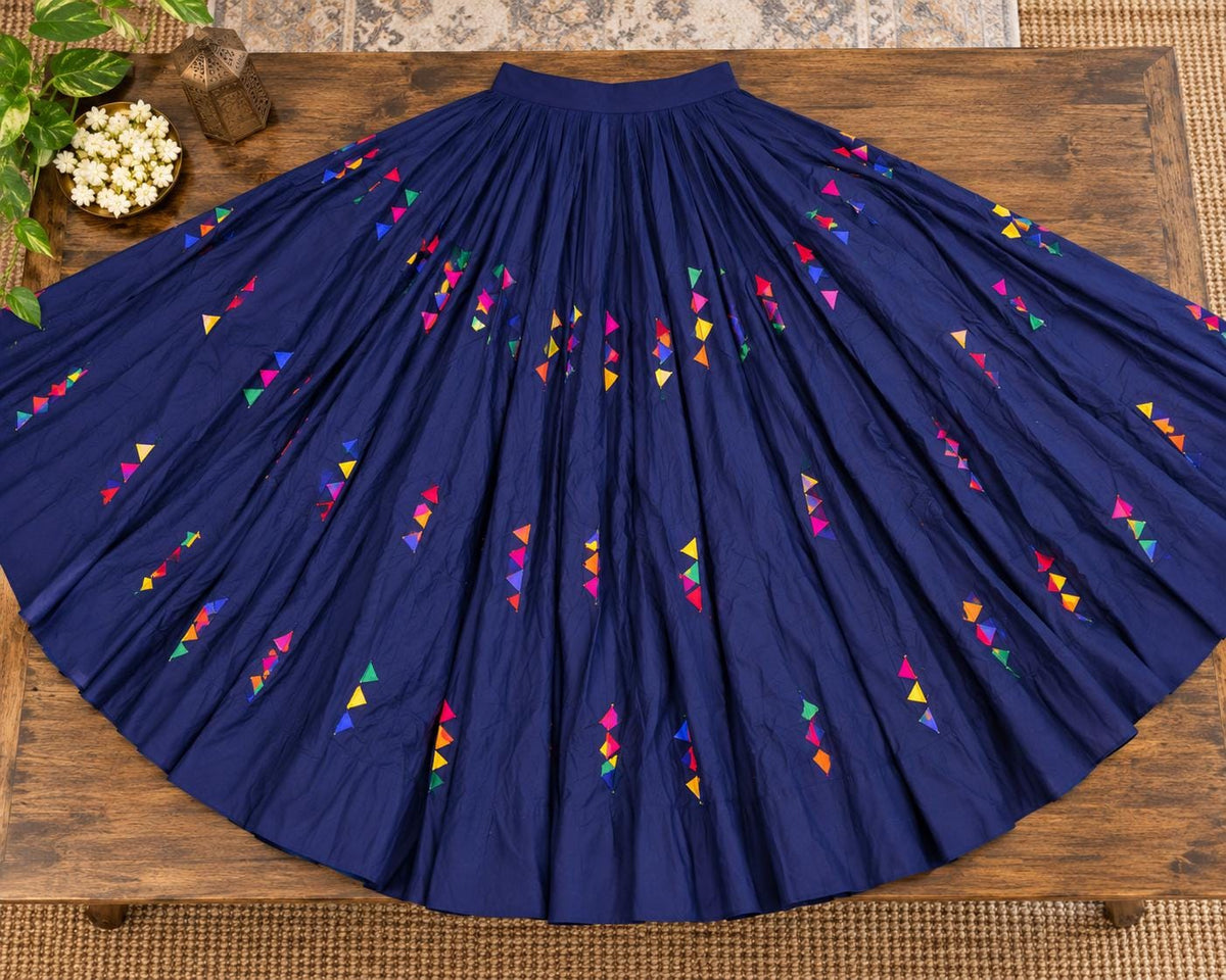 Navy blue Flared Skirt 20 m flair | Festive Party Wear Cotton skirt