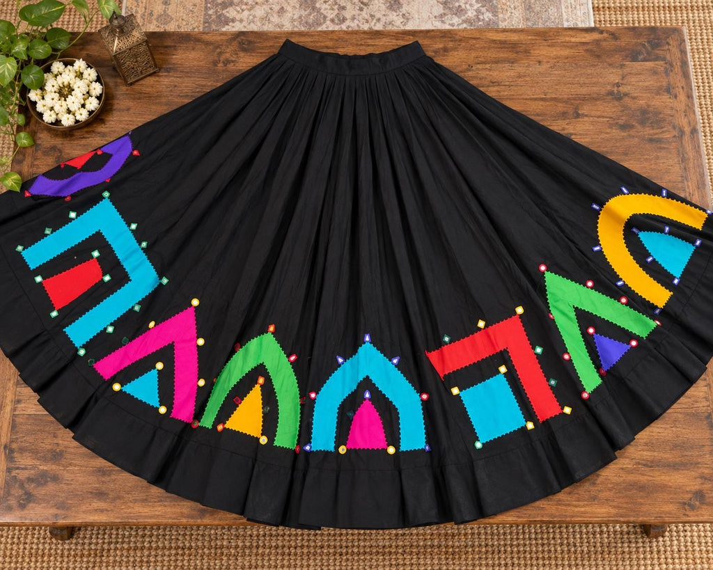 Black Flared Skirt 20 m flair | Festive Party Wear Cotton fabric