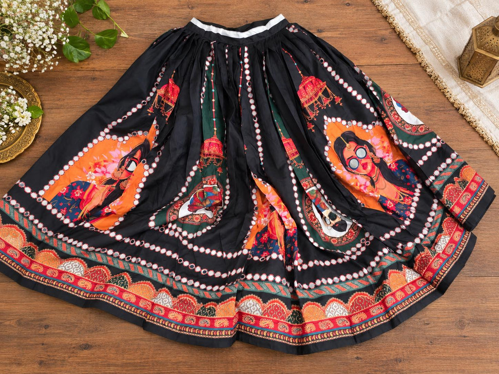 Black Flared Skir | Festive Party Wear Cotton fabric