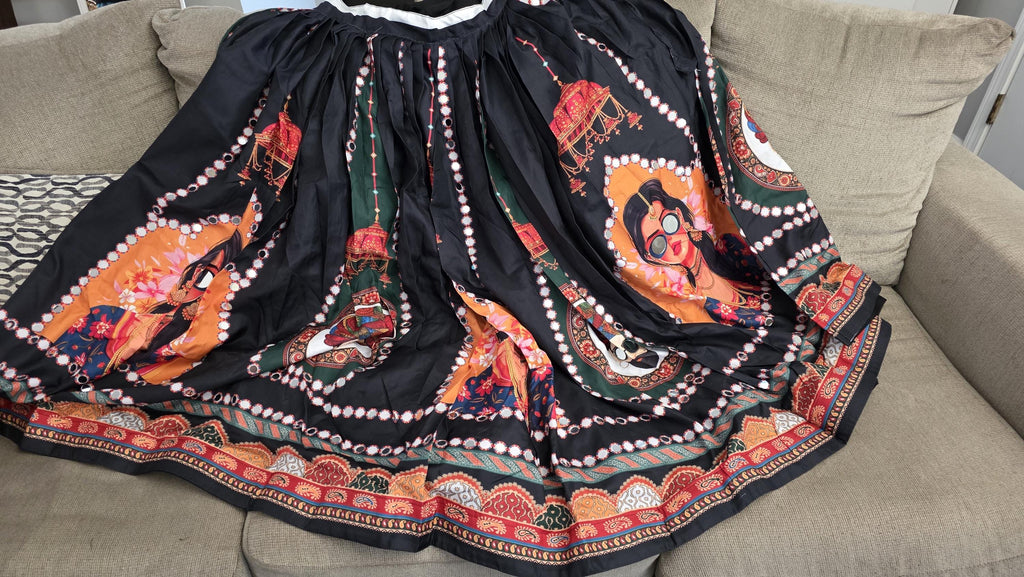 Black Flared Skir | Festive Party Wear Cotton fabric