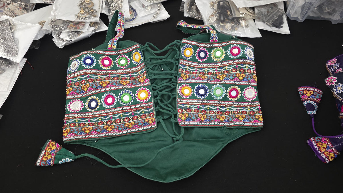GreenHand Embroidered Garba Blouse | Gujarati Chaniya Choli Blouse | Mirror Work & Cowrie Shell Blouse | Navratri 2026 | Handmade Ethnic Top