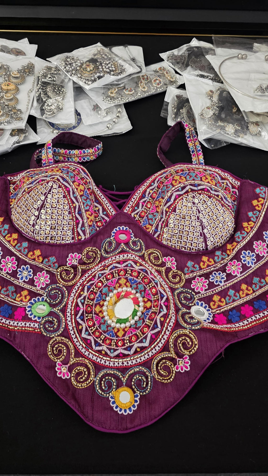 Purple Hand Embroidered Garba Blouse | Gujarati Chaniya Choli Blouse | Mirror Work & Cowrie Shell Blouse | Navratri 2026 | Handmade Ethnic