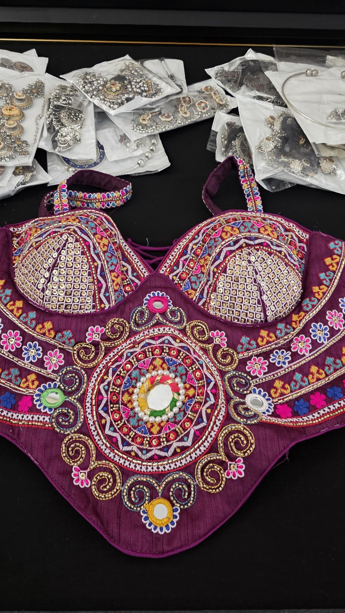 Purple Hand Embroidered Garba Blouse | Gujarati Chaniya Choli Blouse | Mirror Work & Cowrie Shell Blouse | Navratri 2026 | Handmade Ethnic
