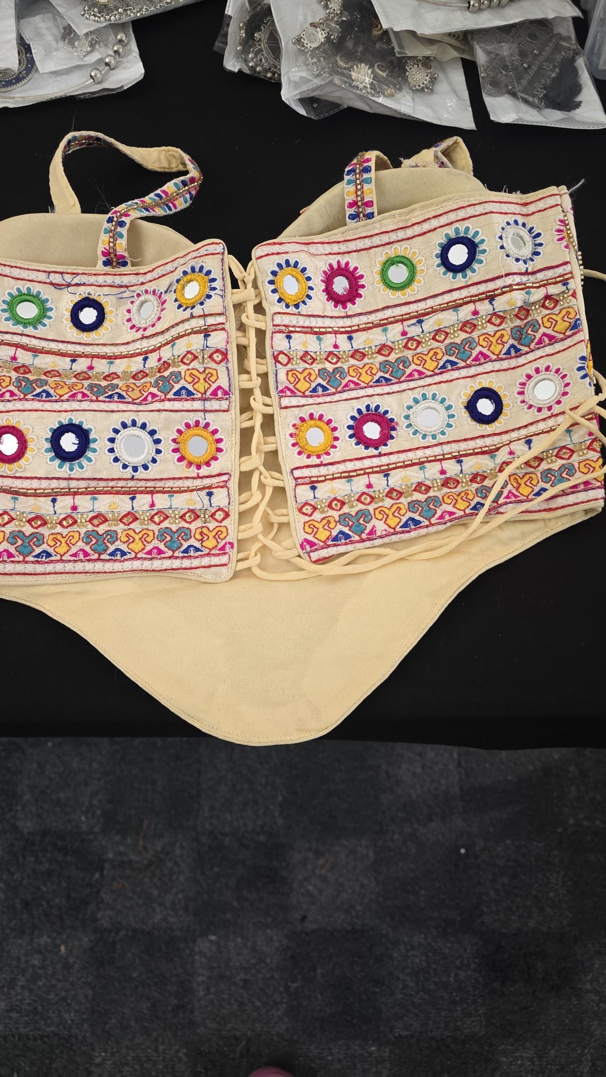 Beige Hand Embroidered Garba Blouse | Gujarati Chaniya Choli Blouse | Mirror Work & Cowrie Shell Blouse | Navratri 2026 | Handmade Ethnic