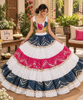 White multicolour Lehenga Choli | Multicolor | Indian Festival Skirt Set | Dandiya Dress | Women's Ethnic Wear