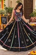 Black Mirror Work Lehenga Set | Indian Festive Lehenga Choli | Navratri Garba Outfit | Embroidered Wedding Wear | Traditional Indian D