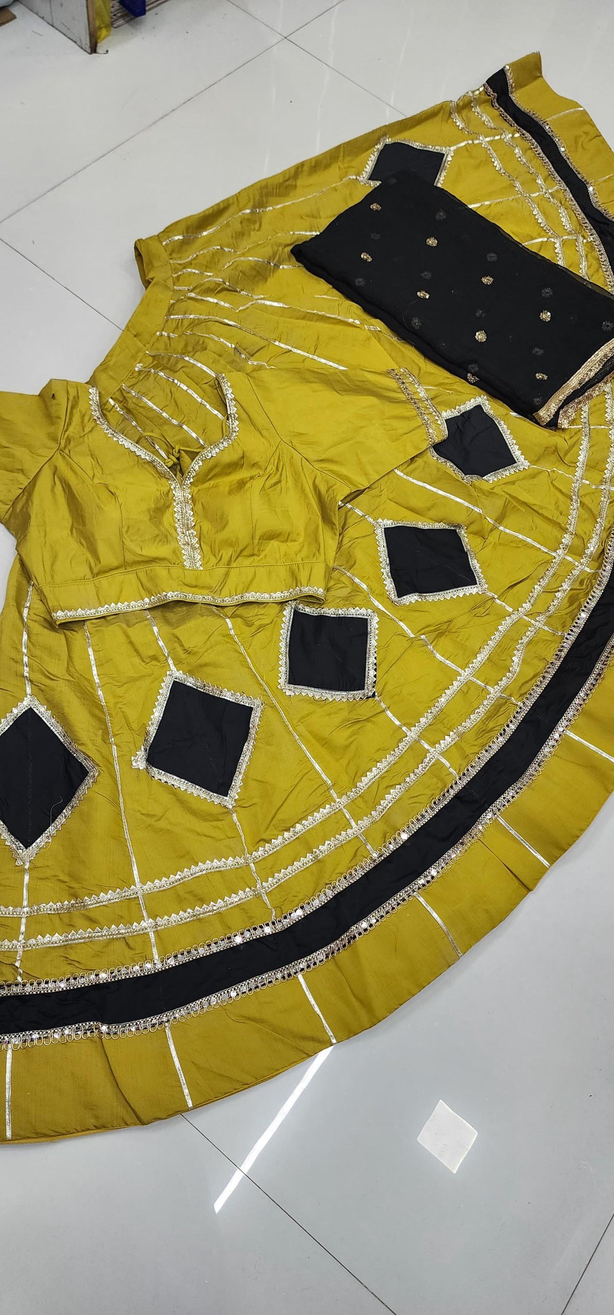 Neon green & black Lehenga Set | Indian Wedding Lehenga Choli | Festive Indian Outfit | Garba Navratri Dress | Traditional Ethnic Wear