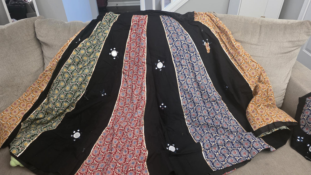 Black Ajrak Lehenga Choli Set | Traditional Indian Garba Outfit