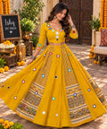 Mustard Yellow Mirror Work Lehenga Set | Navratri Garba Outfit | Indian Wedding Lehenga Choli | Dandiya Dress | Festive Ethnic We