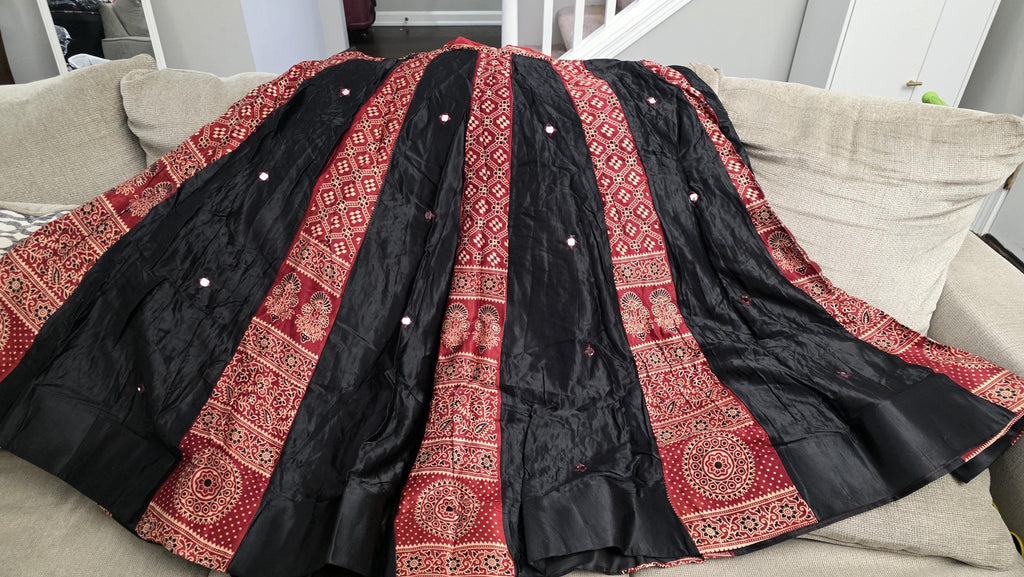 Handcrafted Gajji Silk Patchwork Lehenga Set | Mirror Work Blouse with Dupatta