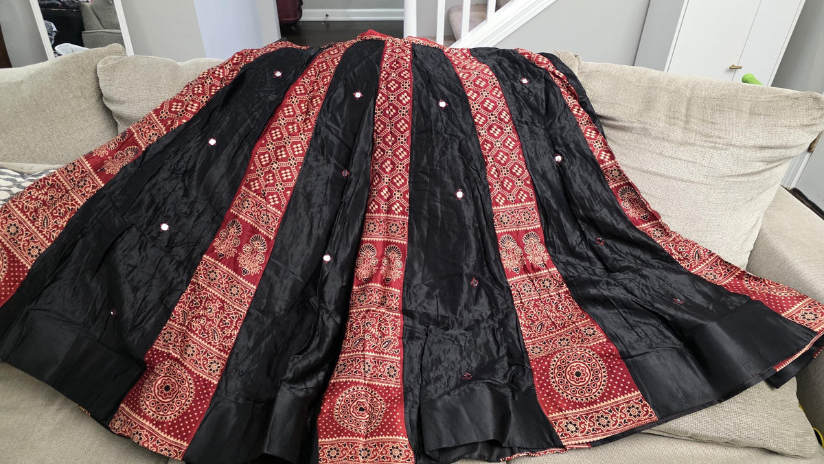 Handcrafted Gajji Silk Patchwork Lehenga Set | Mirror Work Blouse with Dupatta