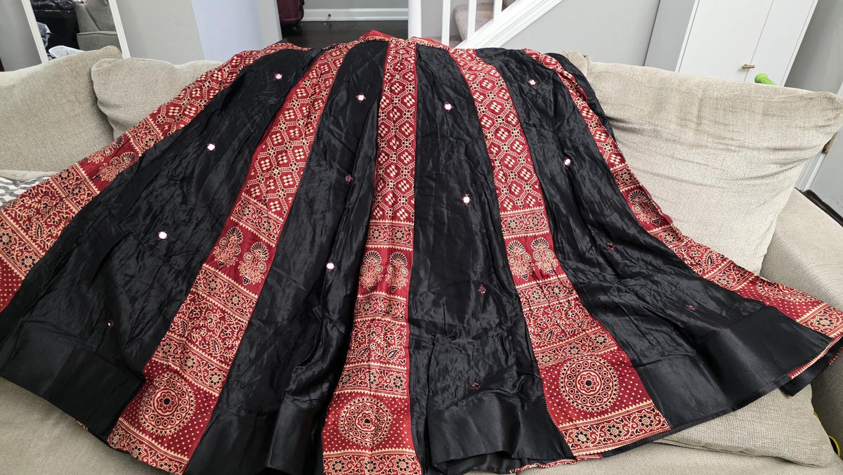 Handcrafted Gajji Silk Patchwork Lehenga Set | Mirror Work Blouse with Dupatta