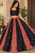 Handcrafted Gajji Silk Patchwork Lehenga Set | Mirror Work Blouse with Dupatta