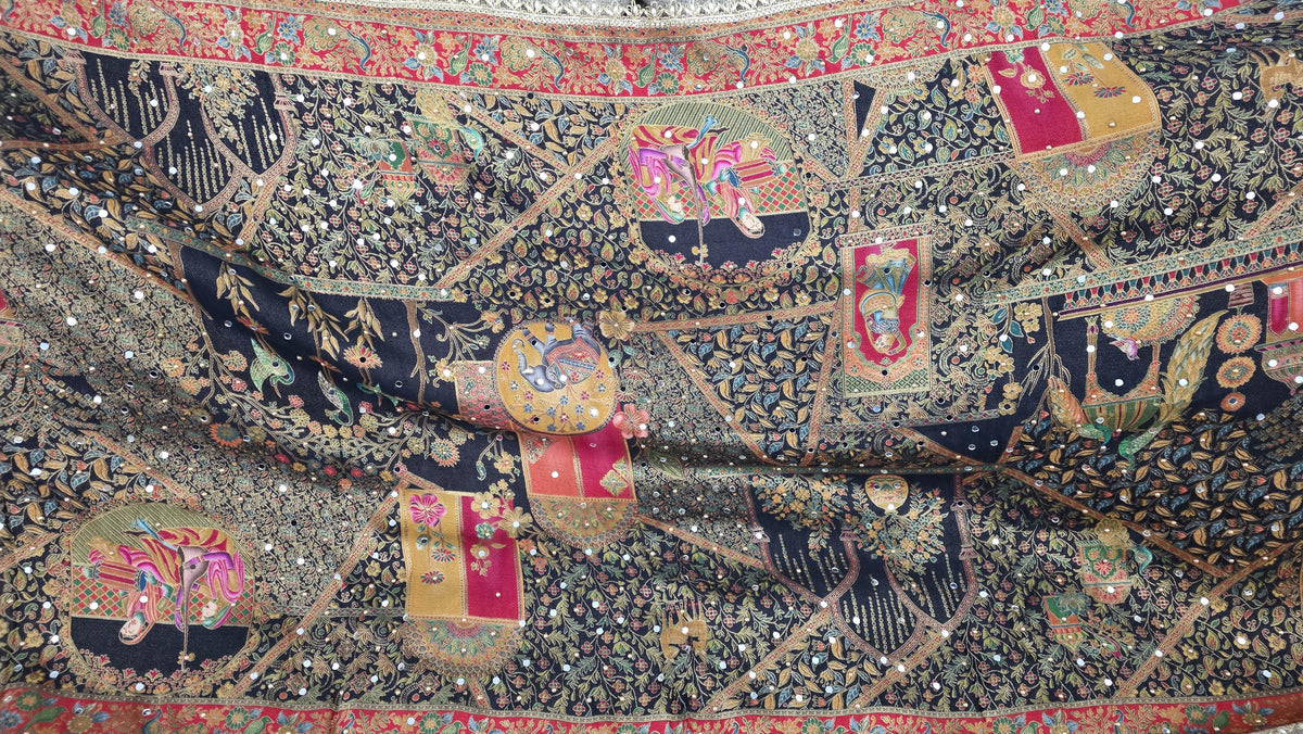 Luxury Mughal Art Dupatta | Black Designer Dupatta | Embellished Indian Dupatta | Statement Dupatta | Festive Wedding Dupatta | Ishq by Isha