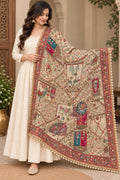 Beige Mughal art dupatta
