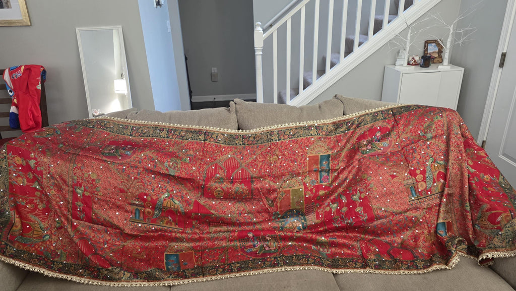 Red Mughal art dupatta