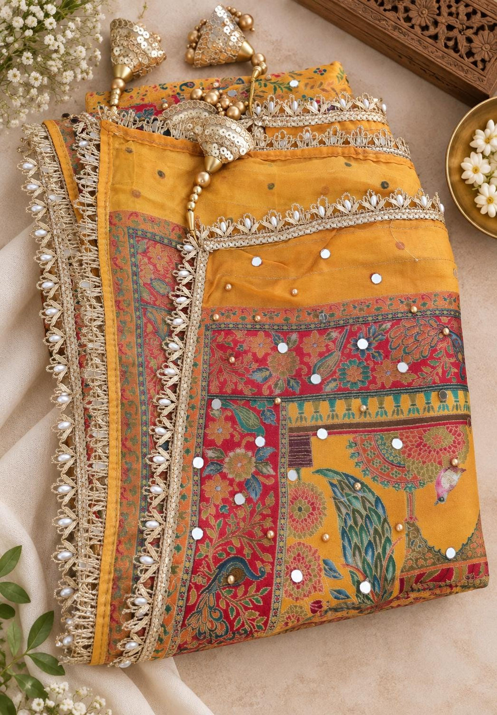 Yellow Mughal art dupatta