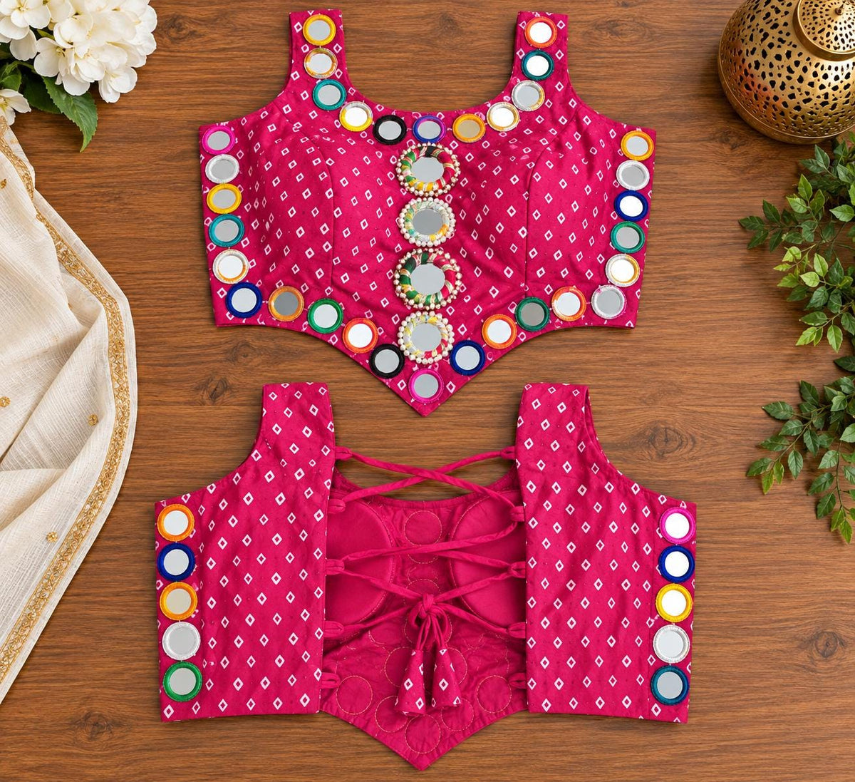 Garba Navratri blouse with Mirror Work.