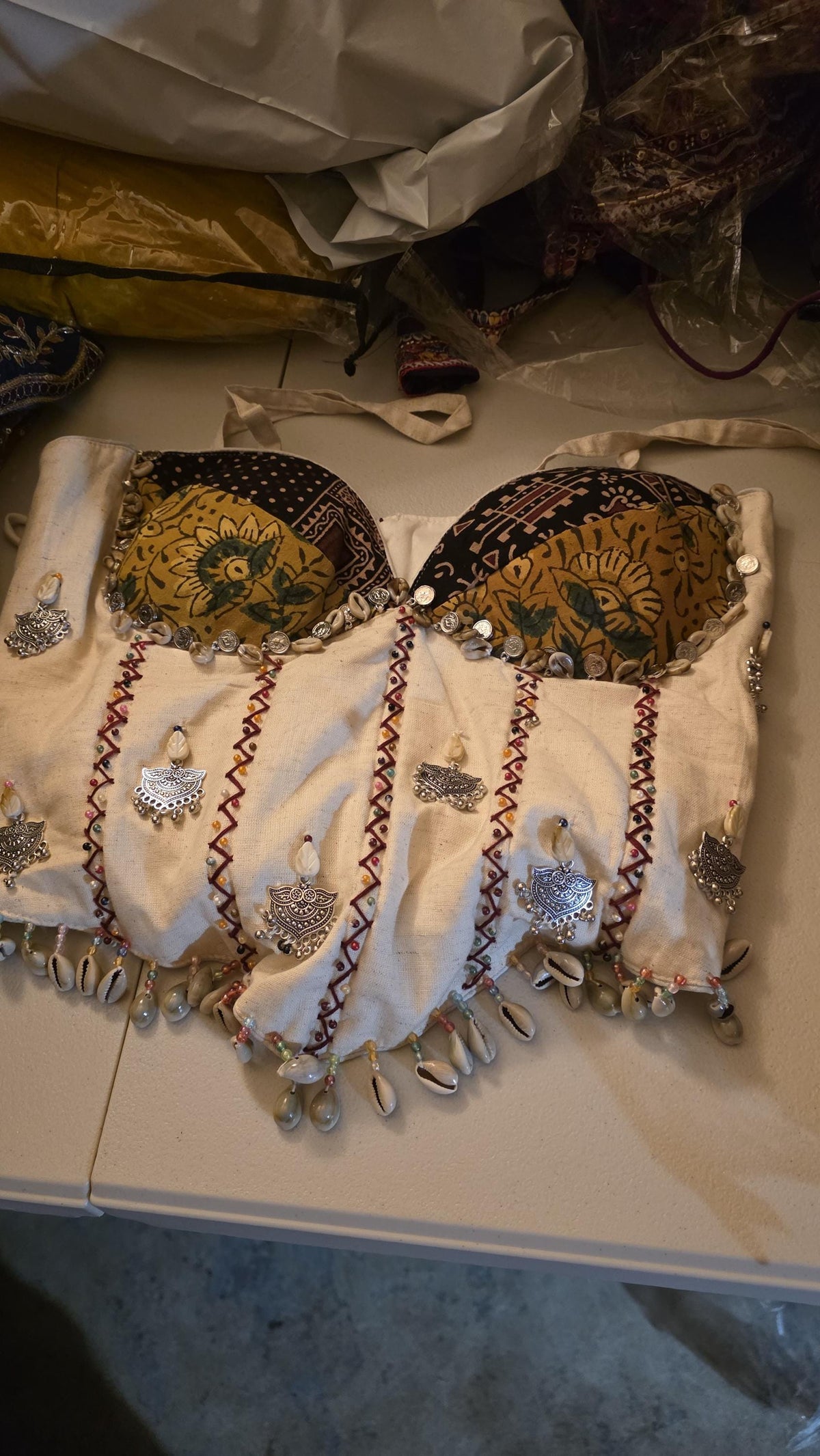 Garba Blouse | Gujarati Chaniya Choli Blouse | Mirror Work Embroidered Blouse | Navratri Dandiya Blouse |White Blouse