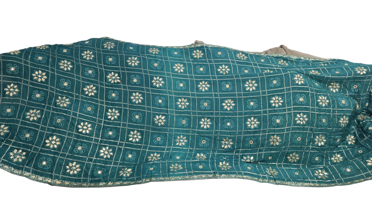 Pure Chinnon Dupatta | sea green Work Embroidery (Festive Scarf)