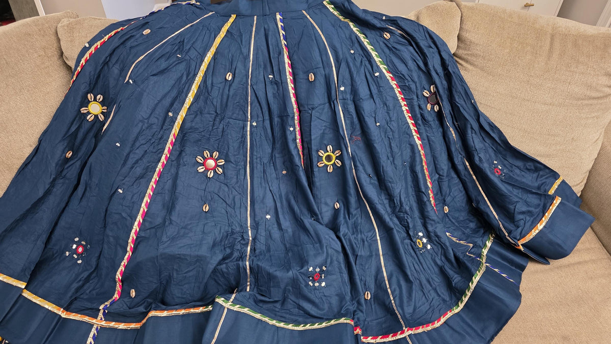 Teal Blue Navratri Lehenga Choli Set | Dandiya Garba Dress.