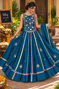 Teal Blue Navratri Lehenga Choli Set | Dandiya Garba Dress.