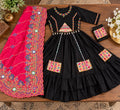 Garba Print Lehenga |black Multicolored Ethnic Skirt | Navratri Ghagra Choli | Handmade Indian Festival Outfit