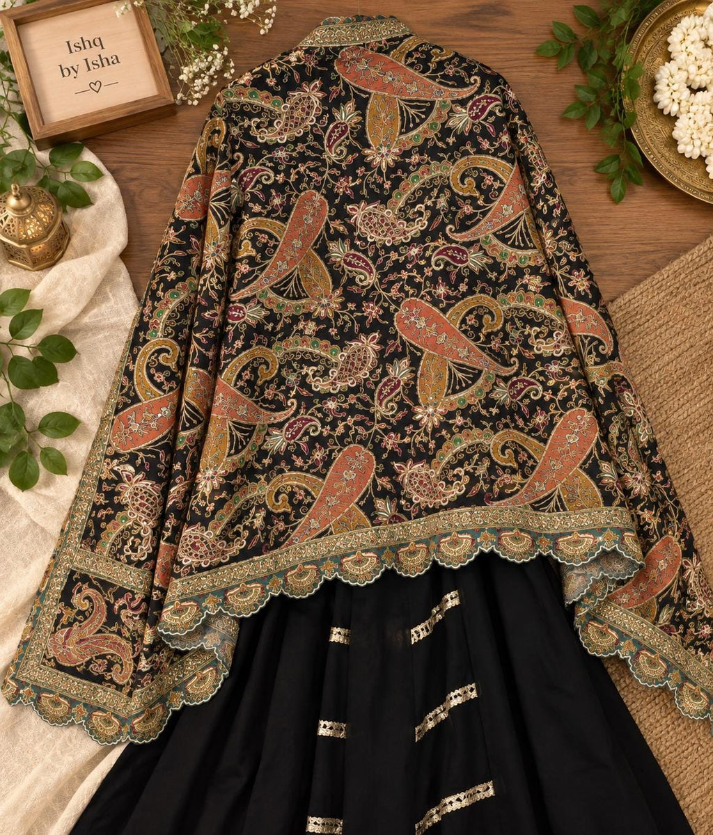 Black Designer Lehenga Choli Set | Indian Wedding Lehenga | Embroidered Blouse & georgette Dupatta | Garba Navratri Outfit