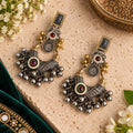 Oxidized Silver earings Jewelry, Garba Jewelry, Navratri Necklace, Gujarati Jewelry, Boho Statement Jewelry ( code 4)