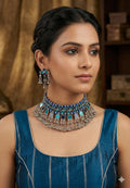 Oxidized Silver Necklace Set with earings Jewelry, Garba Jewelry, Navratri Necklace, Gujarati Jewelry, Boho Statement Jewelry ( code 13)