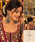 Oxidized Silver earings Jewelry, Garba Jewelry, Navratri Necklace, Gujarati Jewelry, Boho Statement Jewelry ( code 11)