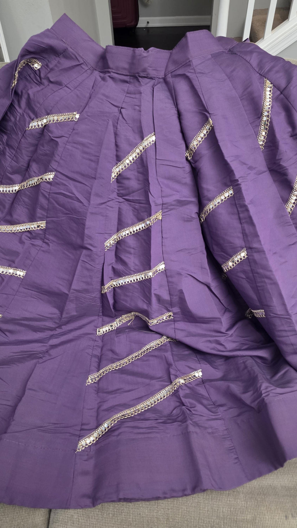 Light purple Gotta Work Lehenga Skirt | 10 Meter Flare, Mirror Work, Festive Maxi