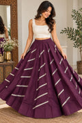 Dark purple Gotta Work Lehenga Skirt | 10 Meter Flare, Mirror Work, Festive Maxi