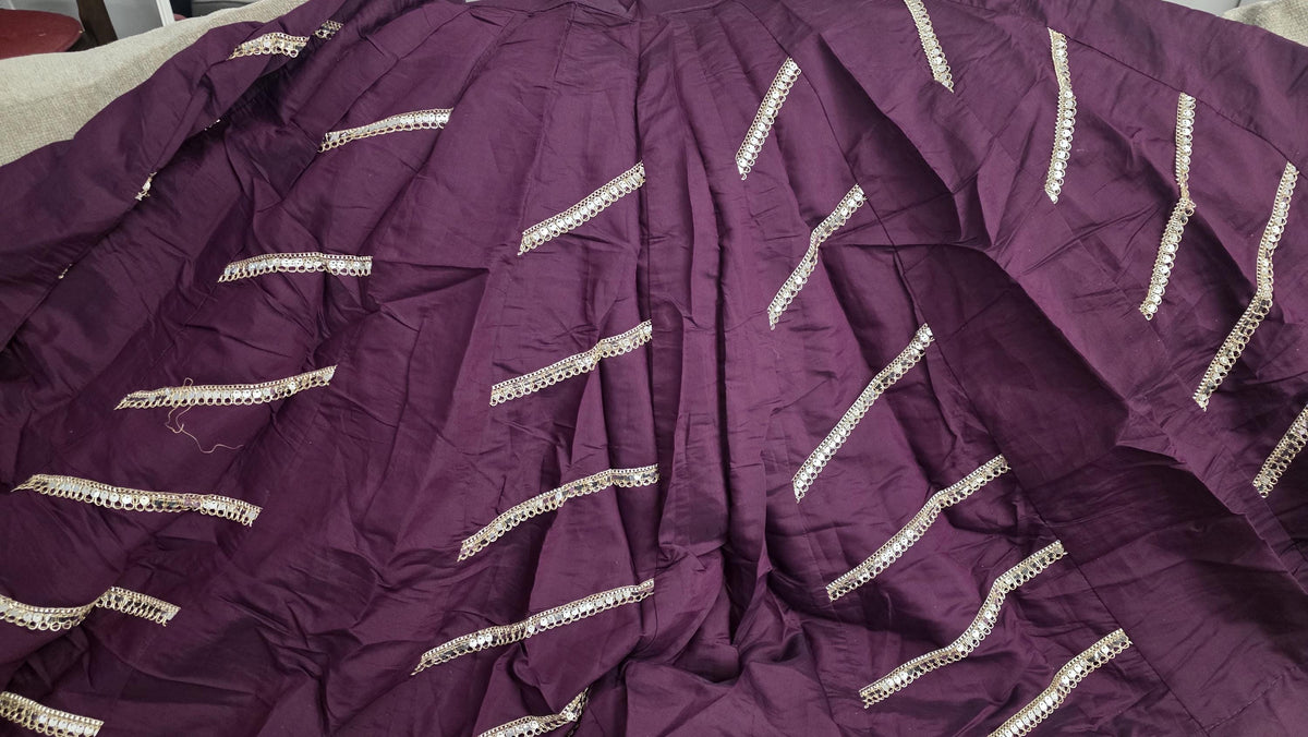 Dark purple Gotta Work Lehenga Skirt | 10 Meter Flare, Mirror Work, Festive Maxi