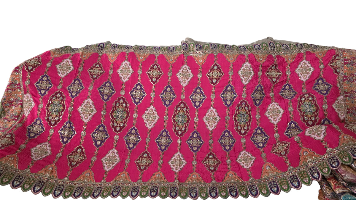 Pink Embroidered Georgette Dupatta | Handmade Ethnic Dupatta | Festive Indian Dupatta | Wedding & Party