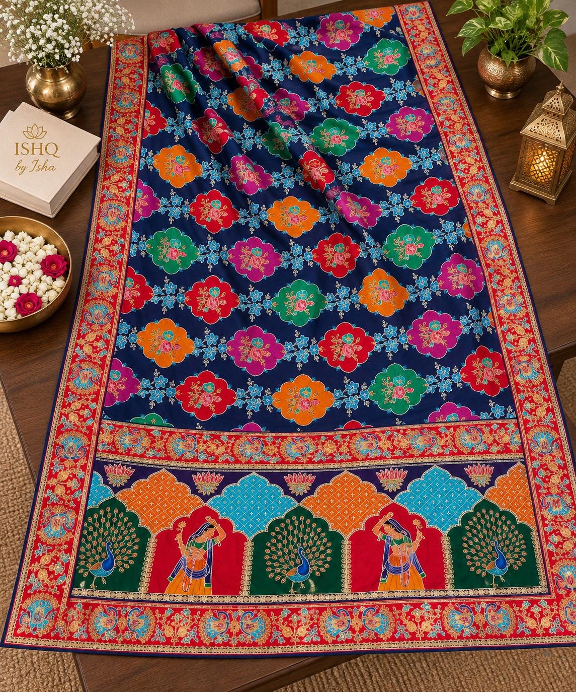 Pure Chinnon Dupatta | Designer Indian Dupatta | Multicolor Embroidered Dupatta | Festive Dupatta | Garba Navratri Dupatta | Chinnon Stole