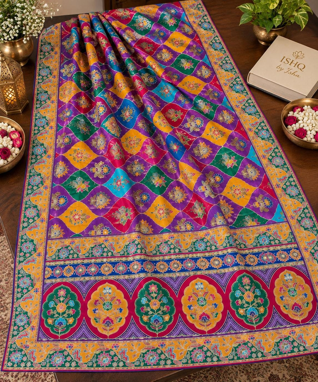 Pure Chinnon Dupatta | Designer Indian Dupatta | Multicolor Embroidered Dupatta | Festive Dupatta | Garba Navratri Dupatta | Chinnon Stole