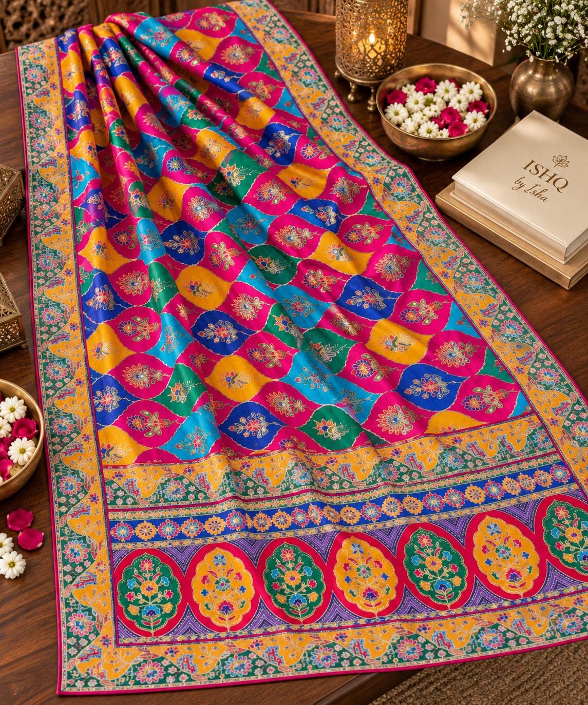 Pure Chinnon Dupatta | Designer Indian Dupatta | Multicolor Embroidered Dupatta | Festive Dupatta | Garba Navratri Dupatta | Chinnon Stole