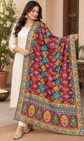 Pure Chinnon Dupatta | Designer Indian Dupatta | Multicolor Embroidered Dupatta | Festive Dupatta | Garba Navratri Dupatta | Chinnon Stole