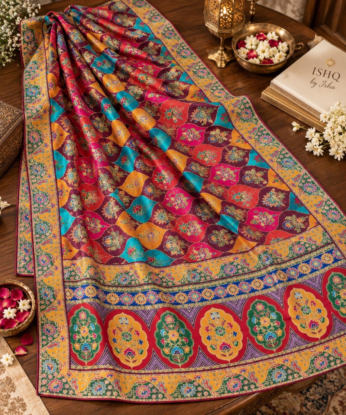 Pure Chinnon Dupatta | Designer Indian Dupatta | Multicolor Embroidered Dupatta | Festive Dupatta | Garba Navratri Dupatta | Chinnon Stole