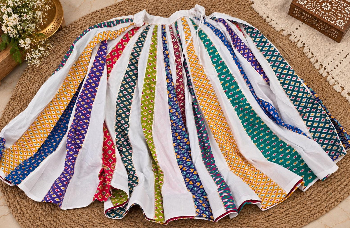 White Patola Lehenga Set for Women | Navratri Garba Outfit | Handmade Indian Ethnic