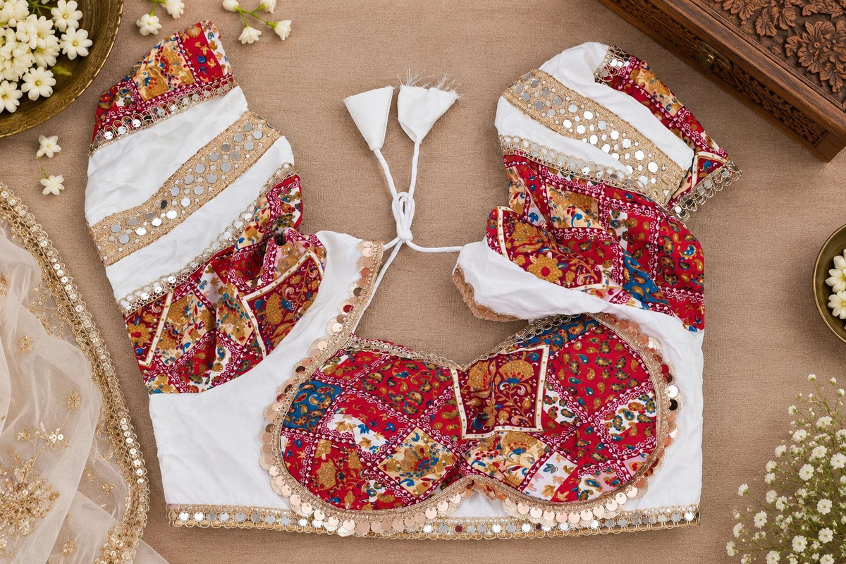 White green Cotton Lehenga Choli Set | Gold Embroidered Indian Skirt Set | Navratri Garba Outfit | Festive Ethnic Wear | Wedding Lehenga