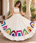 White Flared Skirt 20 m flair | Festive Party Wear Cotton Blend