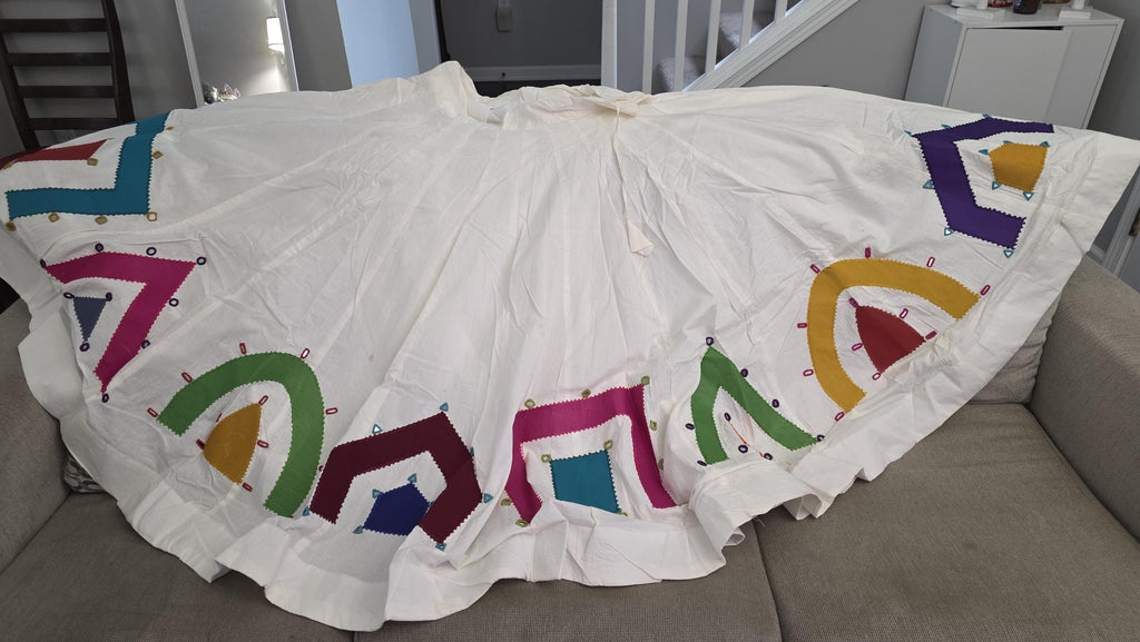 White Flared Skirt 20 m flair | Festive Party Wear Cotton Blend