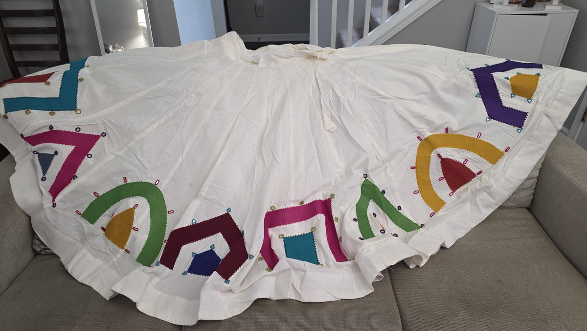 White Flared Skirt 20 m flair | Festive Party Wear Cotton Blend