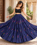 Navy blue Flared Skirt 20 m flair | Festive Party Wear Cotton skirt