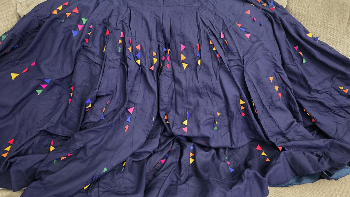 Navy blue Flared Skirt 20 m flair | Festive Party Wear Cotton skirt