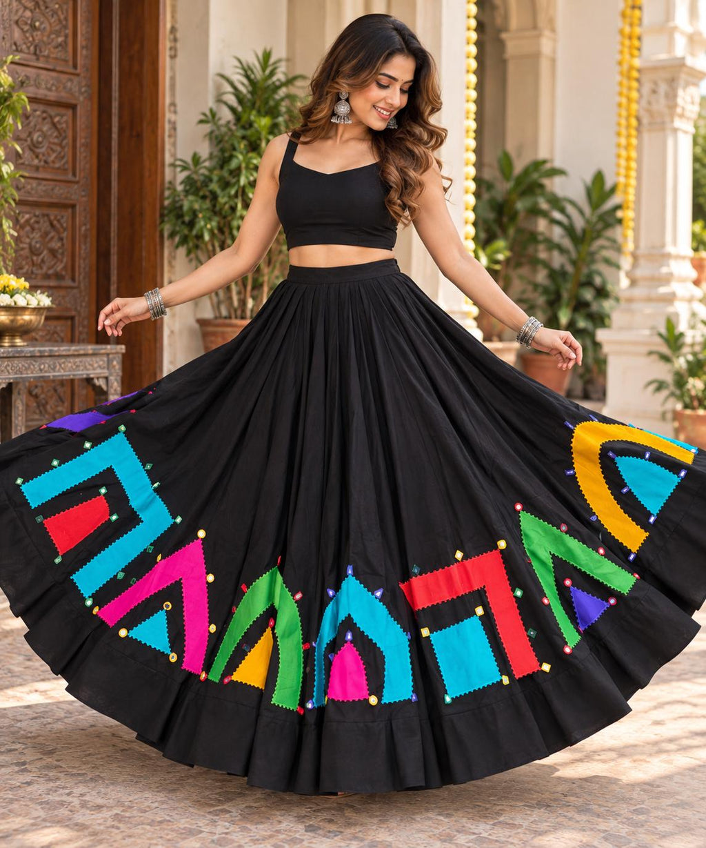 Black Flared Skirt 20 m flair | Festive Party Wear Cotton fabric